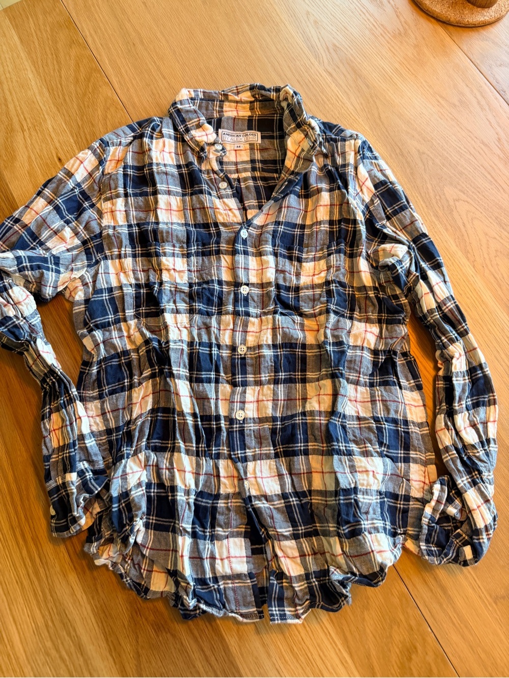 American Colors Plaid Shirt in Navy, Cream, and Red